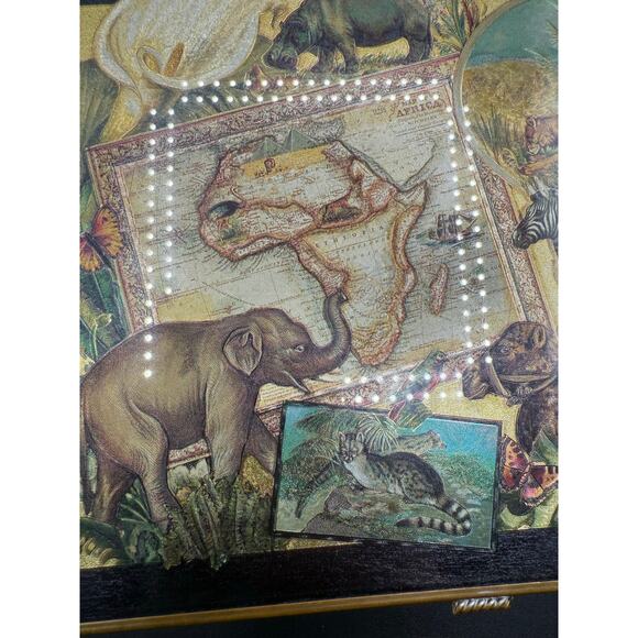 Map Of Africa Travel Music Box 7" Song and Storage Container w/ Mirror - Picture 6 of 8